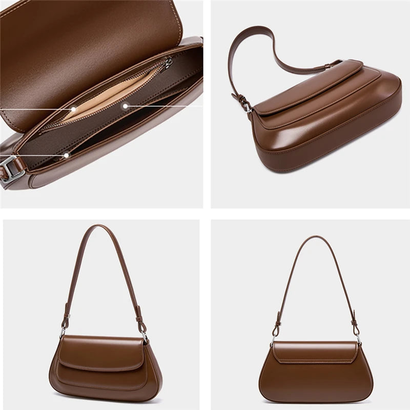 Hifashion Luxury Genuine Leather Underarm Shoulder Bags For Women 2025 Trend Designer Crossbody Purses  Saddle Ladies Handbags