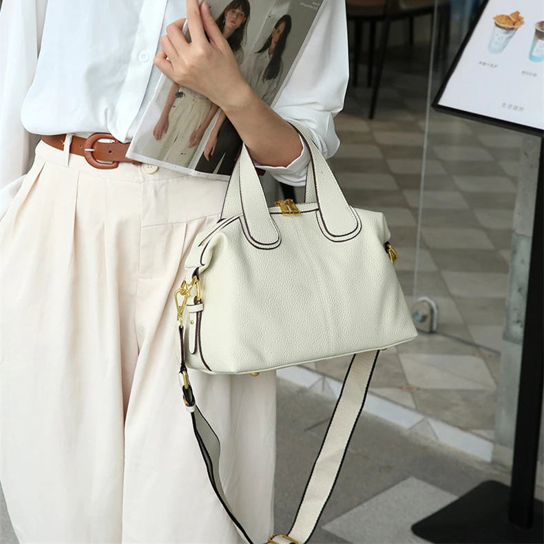 Hifashion 100% Cowhide Genuine Leather Handbags For Women 2025 Trend Designer Wide Strap Pillow Ladies Shoulder Crossbody Bags