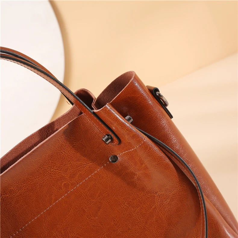 Hifashion Vintage Cowhide Genuine Leather Tote Handbags For Women 2025 Trend Designer Office Work Ladies Shoulder Crossbody Bags
