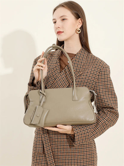 Hifashion 3 Layers Genuine Leather Large Underarm Shoulder Bags For Women 2025 Luxury Designer Satchel Tote Work Ladies Handbags