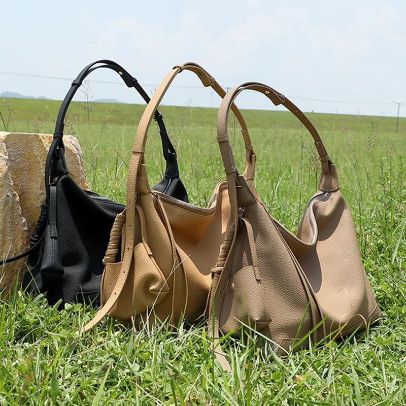 Hifashion Cowhide Genuine Leather Crescent Hobo Bags 2025 Trend Designer Commuting Shoulder Crossbody Bags Soft Ladies Handbags