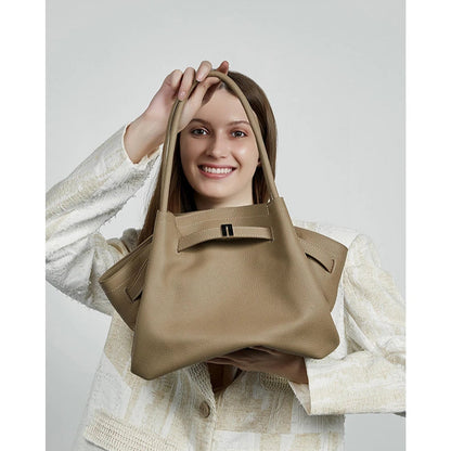 Hifashion Cowhide Genuine Leather Tote Shoulder Bags For Women 2025 Trend Designer Pleated Work Shopper Underarm Ladies Handbags