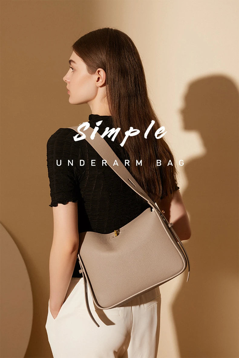 Hifashion Cowhide Genuine Leather Underarm Shoulder Bags For Women 2025 Luxury Designer Crossbody Purses Hobo Ladies Handbags