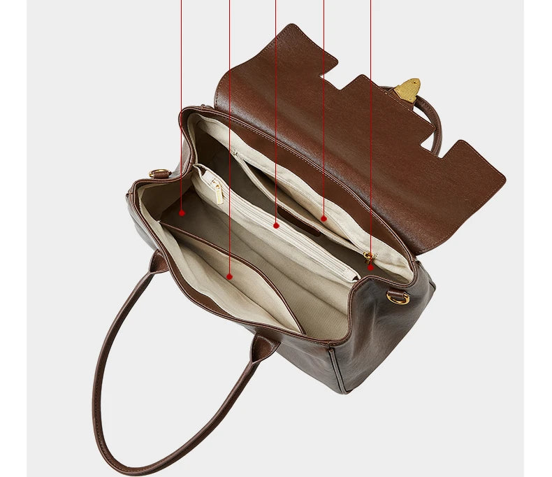 Hifashion Cowhide Genuine Leather Large Tote Handbags For Women 2025 Luxury Designer Top Handle Briefcase Satchel Shoulder Bags