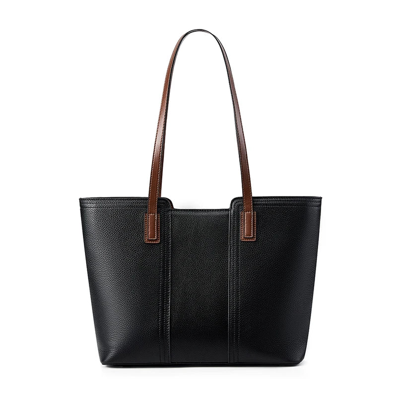 Hifashion Cowhide Genuine Leather Large Shoulder Bags For Women 2025 Luxury Designer Shopper Work Tote Commuter Ladies Handbags