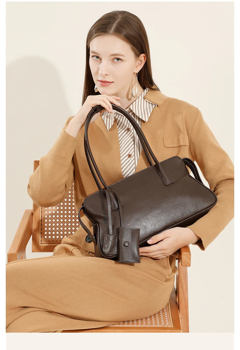 Hifashion 3 Layers Genuine Leather Large Underarm Shoulder Bags For Women 2025 Luxury Designer Satchel Tote Work Ladies Handbags