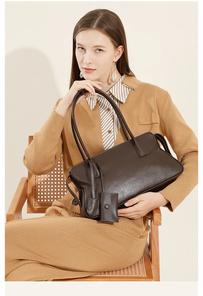 Hifashion 3 Layers Genuine Leather Large Underarm Shoulder Bags For Women 2025 Luxury Designer Satchel Tote Work Ladies Handbags