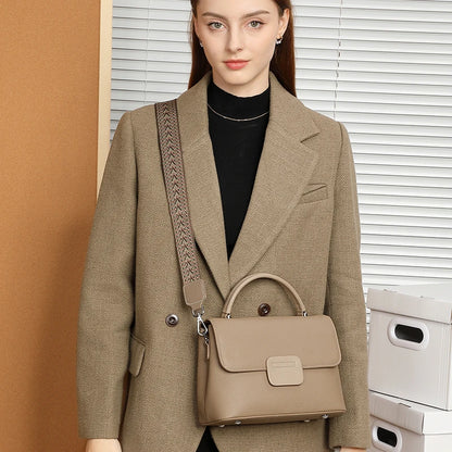 Hifashion Classic Cowhide Genuine Leather Tote Handbags For Women 2025 Trend Designer Wide Strap Ladies Shoulder Crossbody Bags