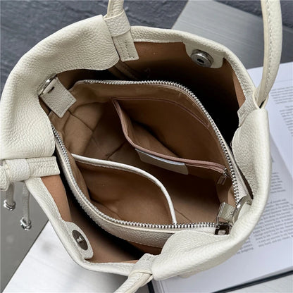 Hifashion Stylish Genuine Leather Tote Shoulder Bags For Women 2025 Trend Designer Basket Shopper Work Crossbody Ladies Handbags