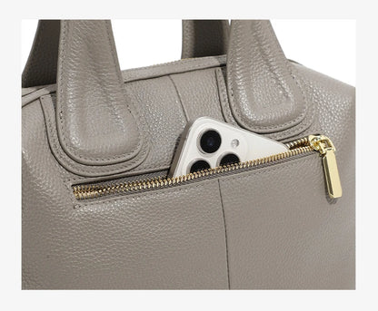 Hifashion 100% Genuine Leather Boston Tote Handbags For Women 2025 Trend Designer Top Handle Work Ladies Shoulder Crossbody Bags