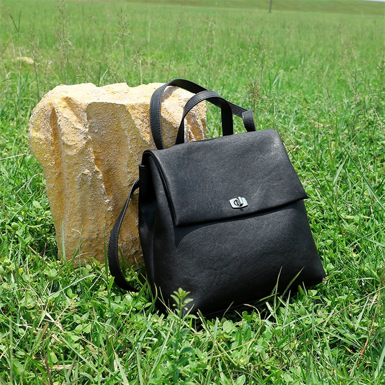 Hifashion Vintage Genuine Leather Backpack For Women 2025 Trend Designer Top Flap College Girls School Bags Work Travel Bagpack