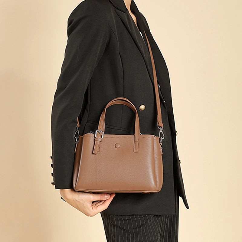 Hifashion 3 Layers Genuine Leather Shoulder Bags For Women 2025 Luxury Designer Crossbody Satchel Commuting Tote Ladies Handbags