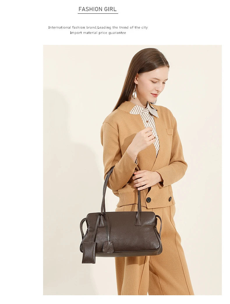 Hifashion 3 Layers Genuine Leather Large Underarm Shoulder Bags For Women 2025 Luxury Designer Satchel Tote Work Ladies Handbags