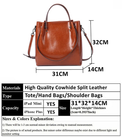 Hifashion Vintage Cowhide Genuine Leather Tote Handbags For Women 2025 Trend Designer Office Work Ladies Shoulder Crossbody Bags