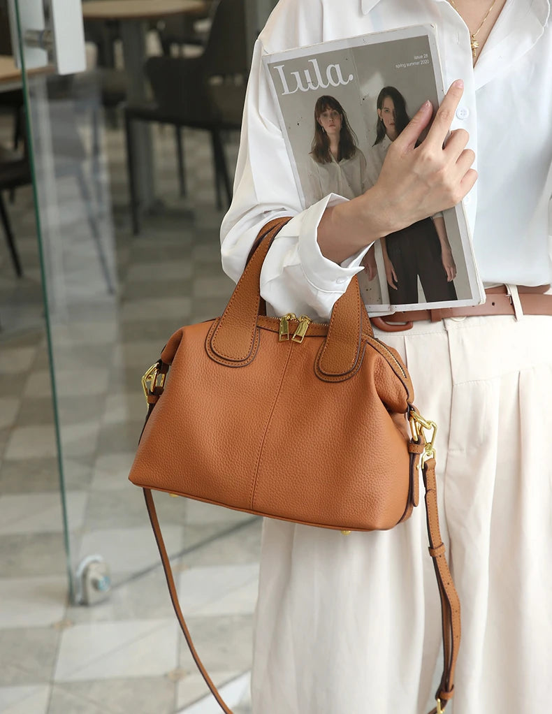 Hifashion 100% Cowhide Genuine Leather Handbags For Women 2025 Trend Designer Wide Strap Pillow Ladies Shoulder Crossbody Bags