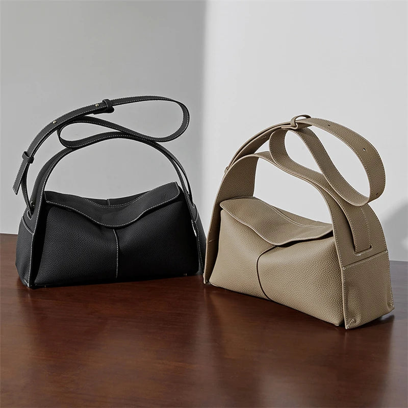 Hifashion Cowhide Genuine Leather Underarm Shoulder Bags For Women 2025 Luxury Designer Top Handle Satchel Tote Ladies Handbags