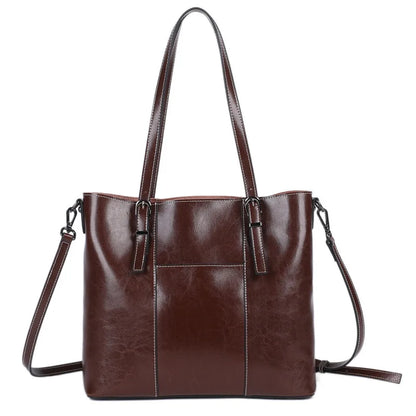 Hifashion Vintage Cow Genuine Leather Large Tote Bags For Women 2025 Luxury Designer Shopping Shoulder Bags Work Ladies Handbags