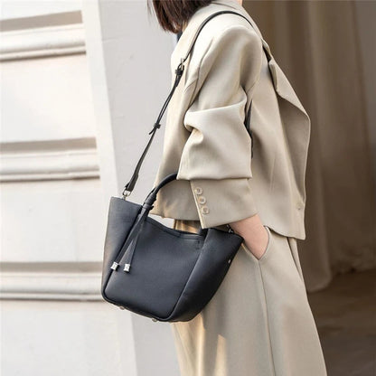 Hifashion Stylish Genuine Leather Tote Shoulder Bags For Women 2025 Trend Designer Basket Shopper Work Crossbody Ladies Handbags
