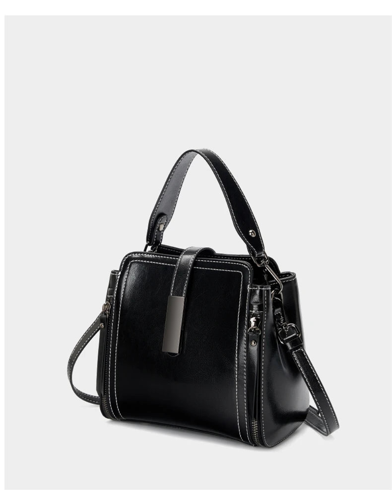 Hifashion Vintage Cow Genuine Leather Small Shoulder Bags For Women 2025 Luxury Designer Crossbody Purses Bucket Ladies Handbags
