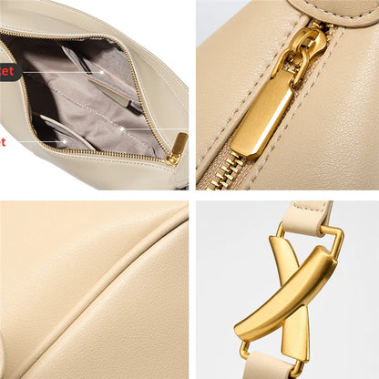Hifashion Trendy Genuine Leather Underarm Shoulder Bags For Women 2025 Luxury Designer Crossbody Purse Half Moon Ladies Handbags