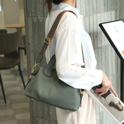 Hifashion 100% Cowhide Genuine Leather Handbags For Women 2025 Trend Designer Wide Strap Pillow Ladies Shoulder Crossbody Bags