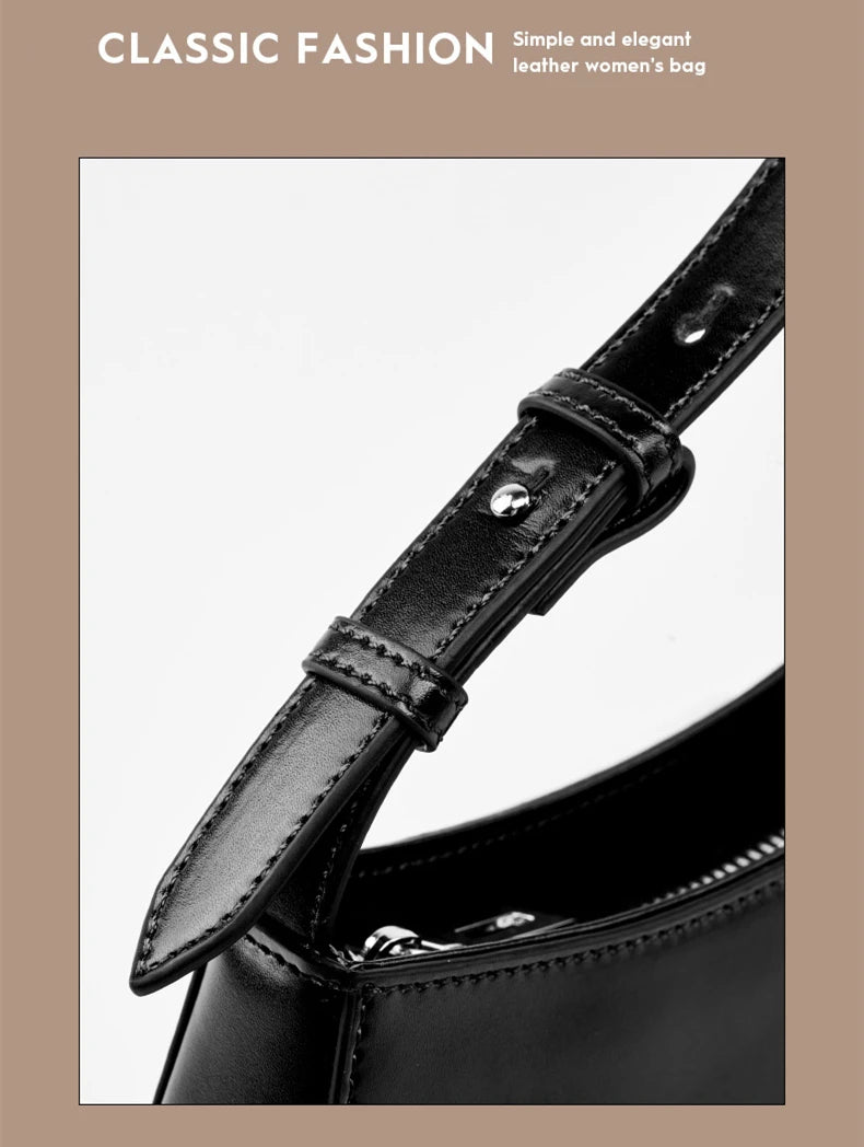 Hifashion Minimalist Genuine Leather Crescent Underarm Shoulder Bags For Women 2025 Luxury Designer Half Moon Ladies Handbags