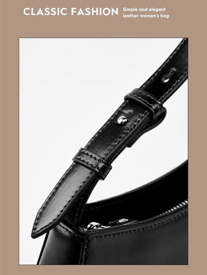 Hifashion Minimalist Genuine Leather Crescent Underarm Shoulder Bags For Women 2025 Luxury Designer Half Moon Ladies Handbags