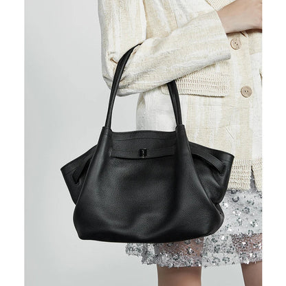 Hifashion Cowhide Genuine Leather Tote Shoulder Bags For Women 2025 Trend Designer Pleated Work Shopper Underarm Ladies Handbags