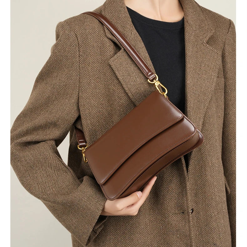 Hifashion Vintage Genuine Leather Underarm Shoulder Bags For Women 2025 Luxury Designer Crossbody Purses Saddle Ladies Handbags