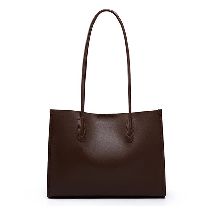 Hifashion Vintage Genuine Leather Tote Shoulder Bags For Women 2025 Trend Designer Large Capacity Shopping Work Ladies Handbags