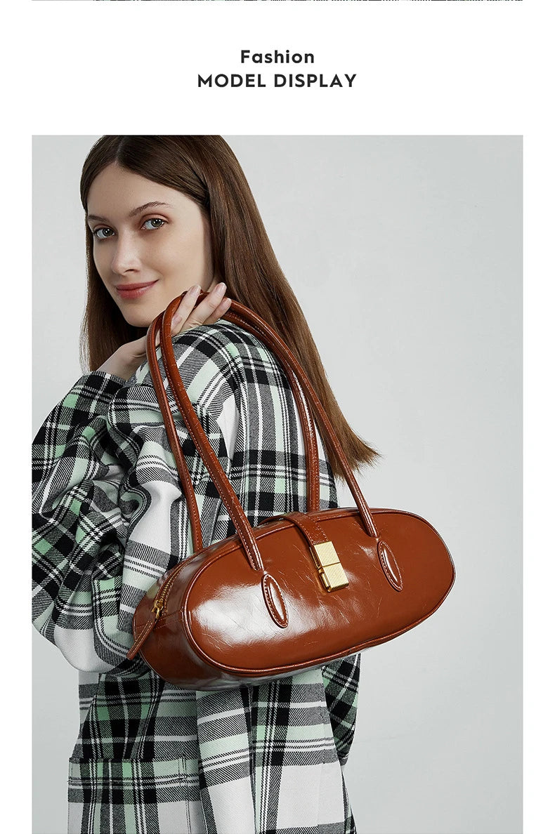 Hifashion Vintage Cowhide Genuine Leather Underarm Shoulder Bags For Women 2025 Trend Designer Luxury Tote Work Ladies Handbags