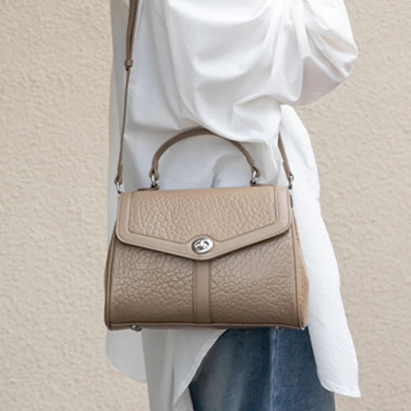 Hifashion Cowhide Genuine Leather Tote Handbags For Women New 2025 Luxury Designer Work Satchel Top Handle Female Shoulder Bags