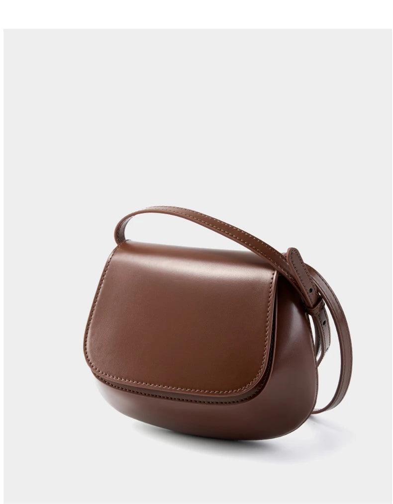 Hifashion Classic Genuine Leather Saddle Small Shoulder Bags For Women 2025 Luxury Designer Crossbody Purses Cow Ladies Handbags