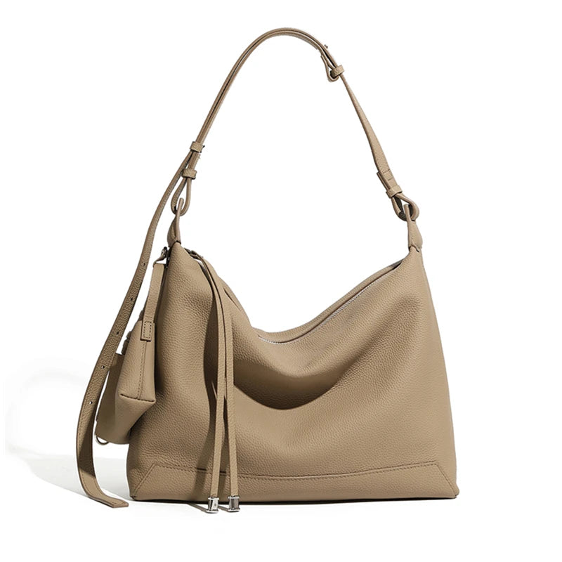Hifashion Cowhide Genuine Leather Crescent Hobo Bags 2025 Trend Designer Commuting Shoulder Crossbody Bags Soft Ladies Handbags