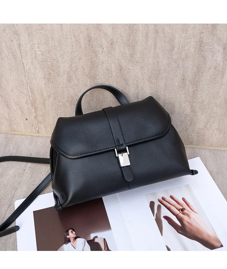 Hifashion Cowhide Genuine Leather Crossbody Shoulder Bags For Women 2025 Trend Designer Satchel Purses Boston Ladies Handbags