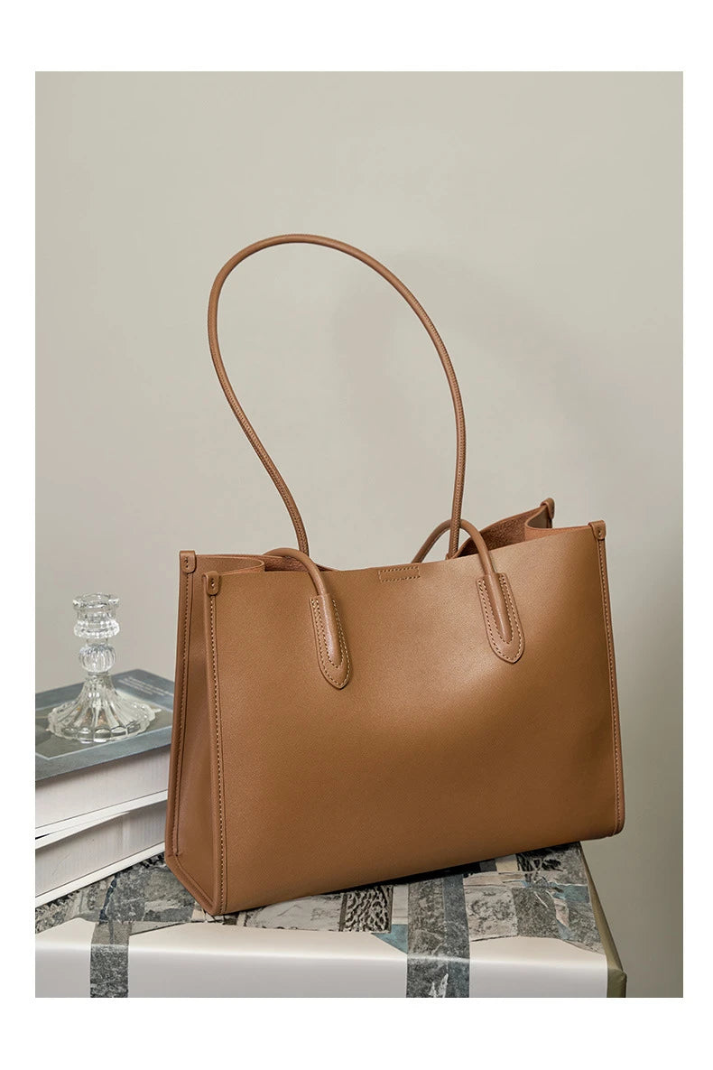 Hifashion Vintage Genuine Leather Tote Shoulder Bags For Women 2025 Trend Designer Large Capacity Shopping Work Ladies Handbags