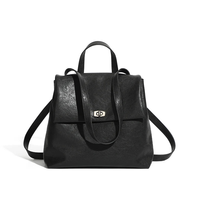 Hifashion Vintage Genuine Leather Backpack For Women 2025 Trend Designer Top Flap College Girls School Bags Work Travel Bagpack