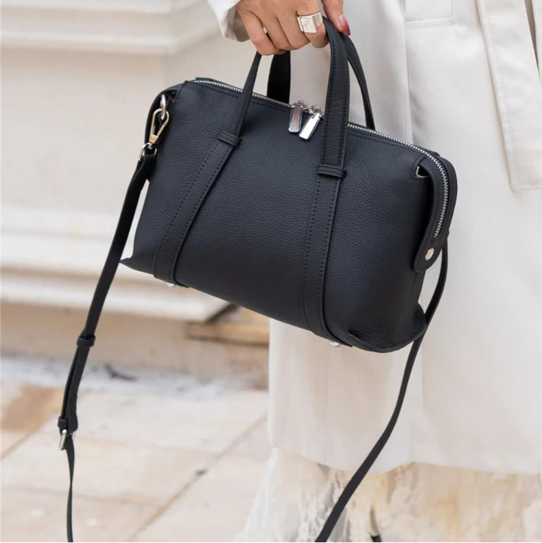 Hifashion Retro Genuine Leather Pillow Shoulder Bags For Women 2025 Trend Designer Crossbody Purses Boston Tote Ladies Handbags
