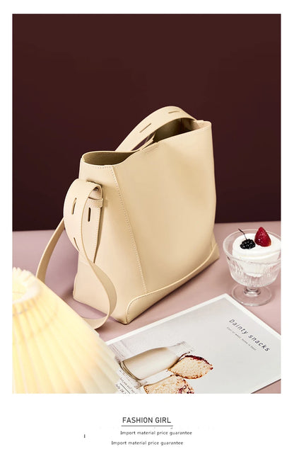 Hifashion Trendy Cow Genuine Leather Bucket Shoulder Bags For Women 2025 Luxury Designer Shopping Work Crossbody Ladies Handbags