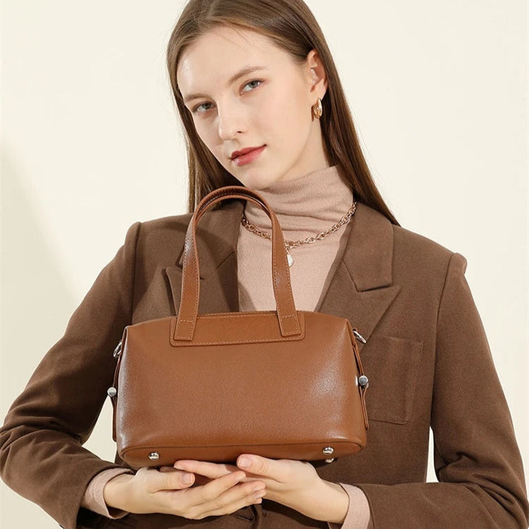 Hifashion Vintage Cow Genuine Leather Pillow Tote Handbags For Women 2025 Trend Designer Boston Ladies Shoulder Crossbody Bags