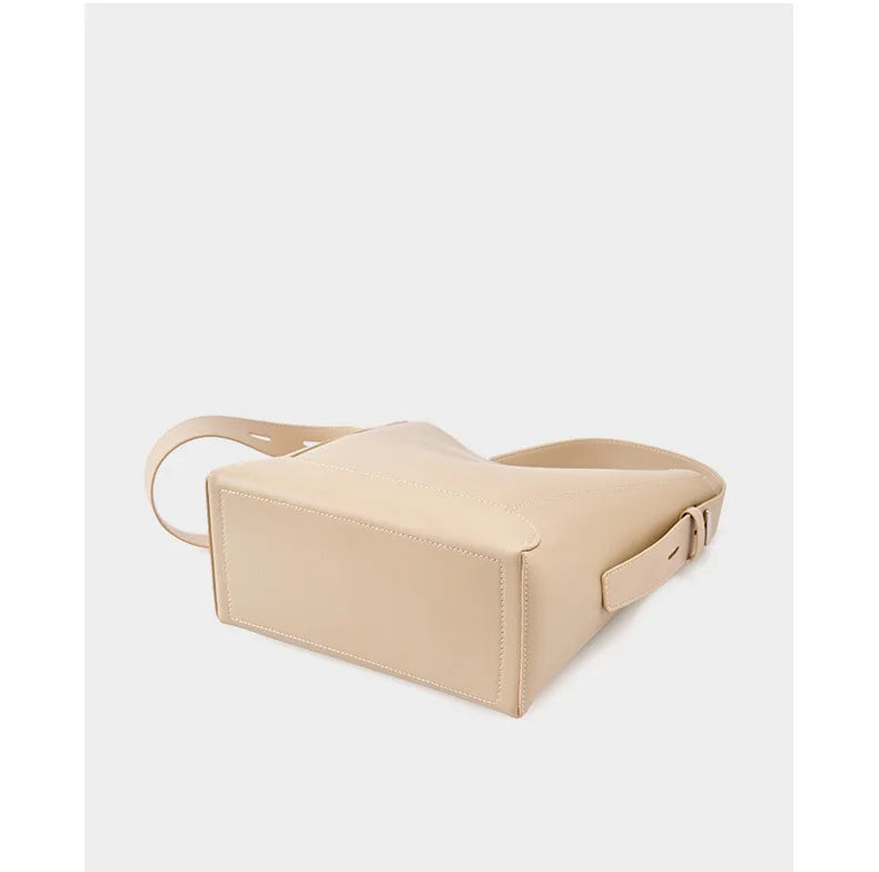 Hifashion Trendy Cow Genuine Leather Bucket Shoulder Bags For Women 2025 Luxury Designer Shopping Work Crossbody Ladies Handbags