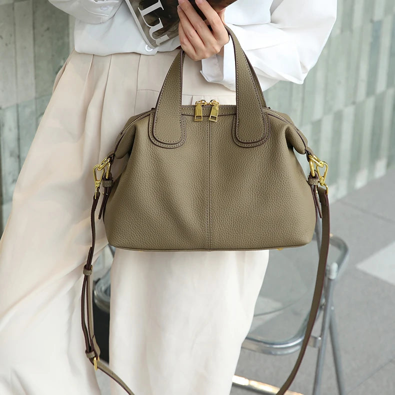 Hifashion 100% Cowhide Genuine Leather Handbags For Women 2025 Trend Designer Wide Strap Pillow Ladies Shoulder Crossbody Bags