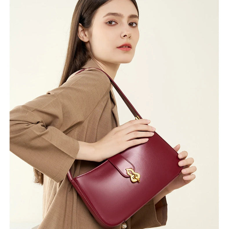 Hifashion Cowhide Genuine Leather Underarm Shoulder Bags For Women 2025 Luxury Designer Half Moon Purse Crescent Ladies Handbags