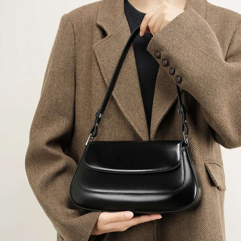 Hifashion Luxury Genuine Leather Underarm Shoulder Bags For Women 2025 Trend Designer Crossbody Purses  Saddle Ladies Handbags