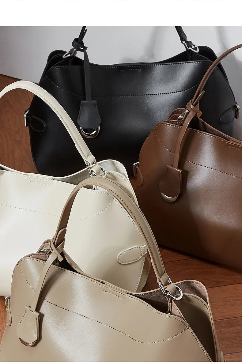 Hifashion Cowhide Genuine Leather Tote Handbags For Women 2025 Luxury Designer Crescent Office Ladies Shoulder Crossbody Bags