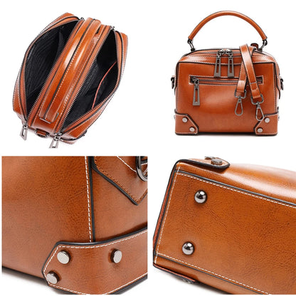 Hifashion Cowhide Genuine Leather Pillow Small Shoulder Crossbody Bags For Women 2025 Trend Designer Boston Tote Ladies Handbags