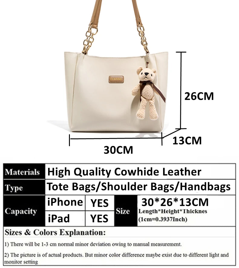 Hifashion Cowhide Genuine Leather Shoulder Bags For Women 2025 Trend Designer Large Capacity Shopping Tote Work Ladies Handbags