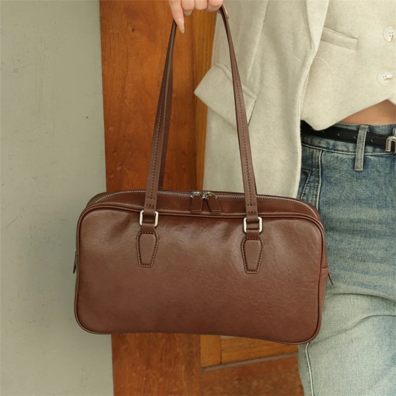 Hifashion Cowhide Genuine Leather Shoulder Bags For Women 2025 Trend Designer Large Capacity Work Satchel Tote Ladies Handbags