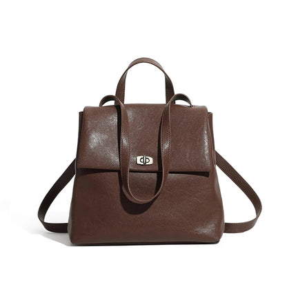 Hifashion Vintage Genuine Leather Backpack For Women 2025 Trend Designer Top Flap College Girls School Bags Work Travel Bagpack