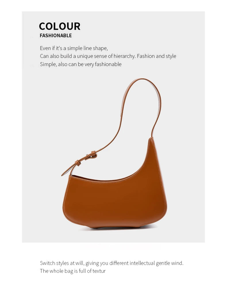 Hifashion Minimalist Genuine Leather Crescent Underarm Shoulder Bags For Women 2025 Luxury Designer Half Moon Ladies Handbags